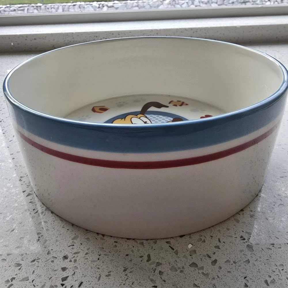 2006 Disney Pluto Dog, Popcorn, Cereal Bowl Ceramic 3 Inches Deep And